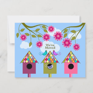 Pájaros coloridos que mueven la invitación