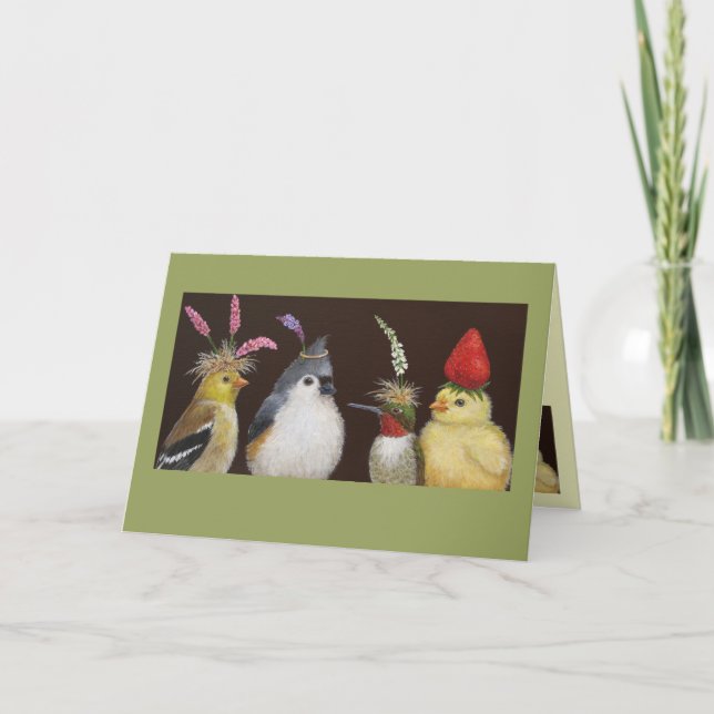 pájaros con tarjeta fiesta (Anverso)