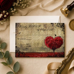 Pájaros de Amor Árbol en Forma de Corazón RSVP de 
