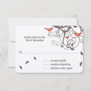 Pájaros de Amor Bodas RSVP Árbol de Madera Flotant