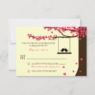 Pájaros de Amor Caídos Corazones Roble RSVP