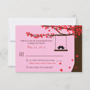 Pájaros de Amor Caídos Corazones Roble RSVP