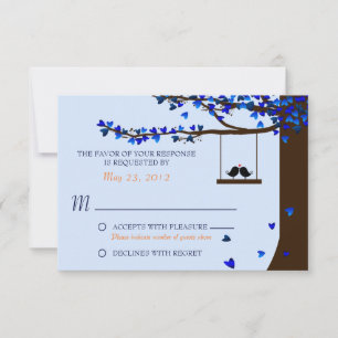 Pájaros de Amor Corazones Caídos Azul RSVP