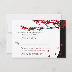 Pájaros de Amor Corazones Caídos Rojo Negro RSVP