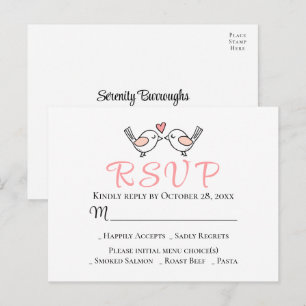 Pájaros de Amor Lindos Tarjeta de Respuesta de Bod