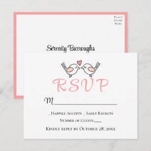 Pájaros de Amor Lindos Tarjeta de Respuesta para B