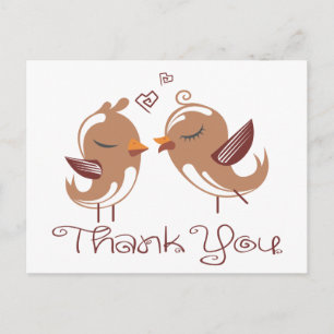 Pájaros de Amor Marrones Gracias Tarjeta de Boda