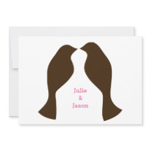 Pájaros de Amor Marrones - Invitación de Boda