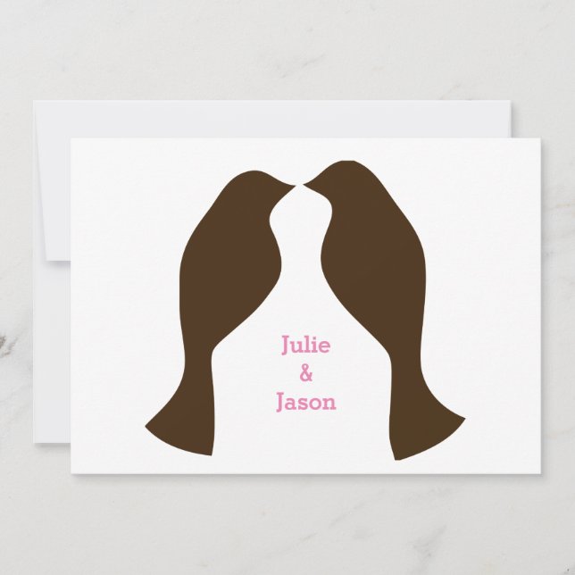 Pájaros de Amor Marrones - Invitación de Boda (Anverso)