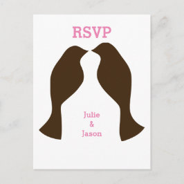 Pájaros de amor marrones - Tarjeta postal de RSVP