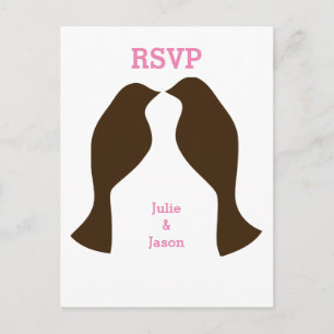 Pájaros de amor marrones - Tarjeta postal de RSVP