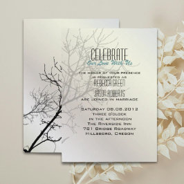 Pájaros de amor modernos árbol blanco invitaciones