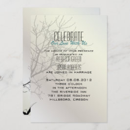 Pájaros de Amor Modernos Árbol blanco Invitaciones