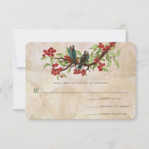Pájaros de amor vintage mancha de té boda RSVP