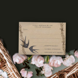 Pájaros de Amor Vintage RSVP Boda Azul Marino