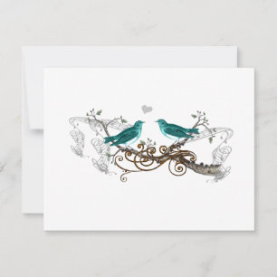Pájaros de Amor Vintage Turquesa RSVP Boda