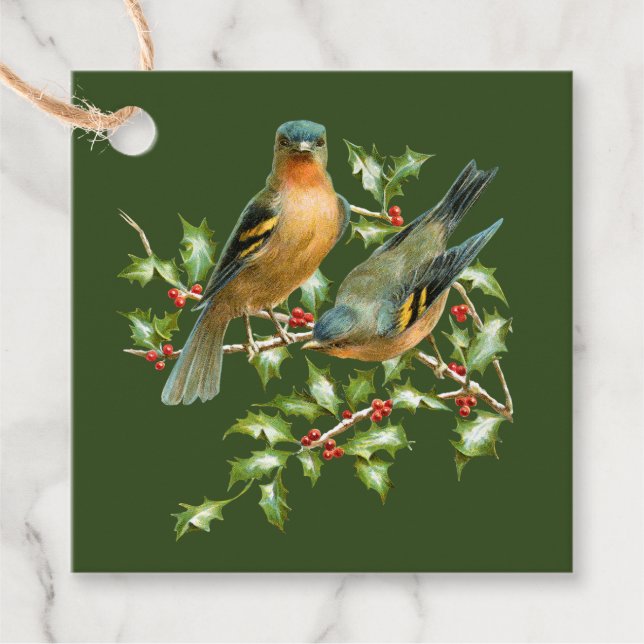 Pájaros de cosecha en la etiqueta de regalo para N (Anverso)