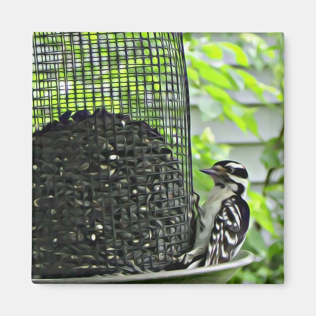 Pájaros de madera en el imán refrigerador del alim (Frente)