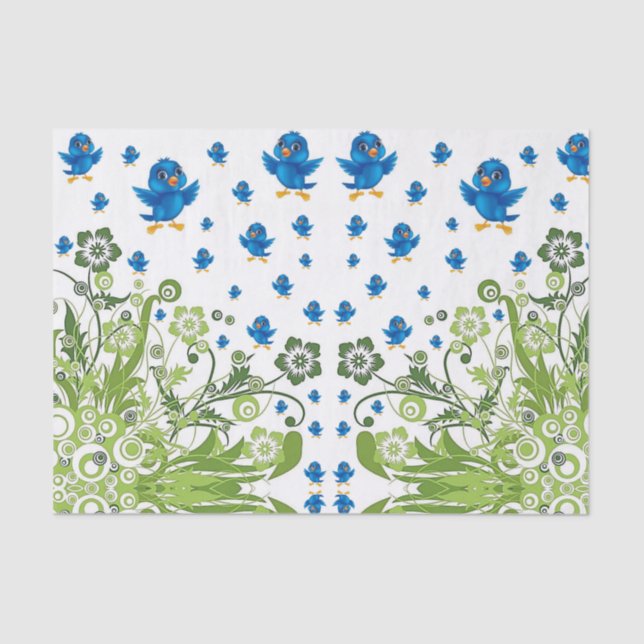 Pájaros de papel de tejido decorativo (Anverso)