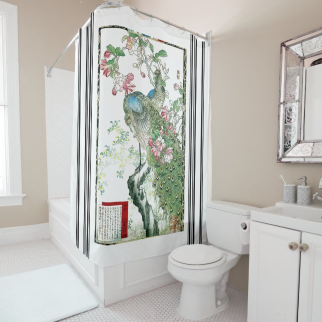 Pájaros de pavo real Bairei Flores Cortina de Duch (In situ)