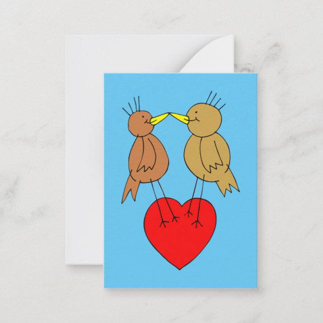 Pájaros de San Valentín en una mini tarjeta para n (Anverso)