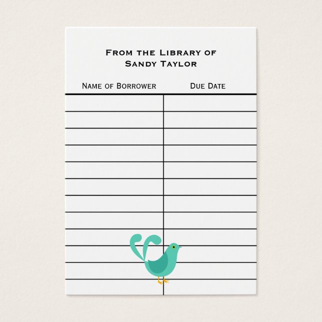Pájaros de una tarjeta de inserción de libro de ár (Frente)