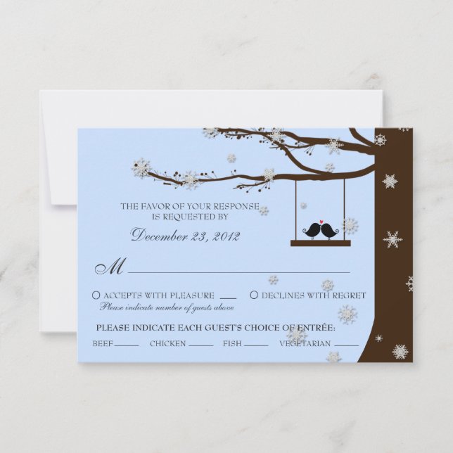 Pájaros del Amor Copos de Nieve Roble RSVP (Opcion (Anverso)