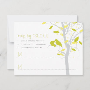 Pájaros del amor en el árbol RSVP - cal y amarillo