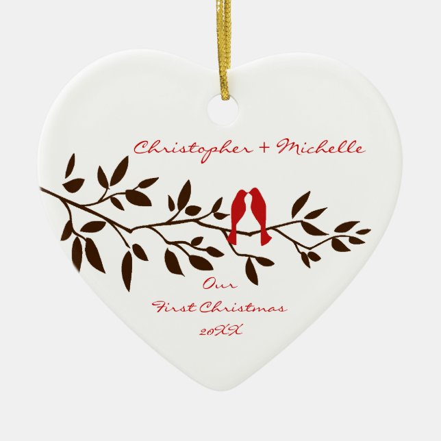Pájaros del amor nuestro primer ornamento del (Frente)