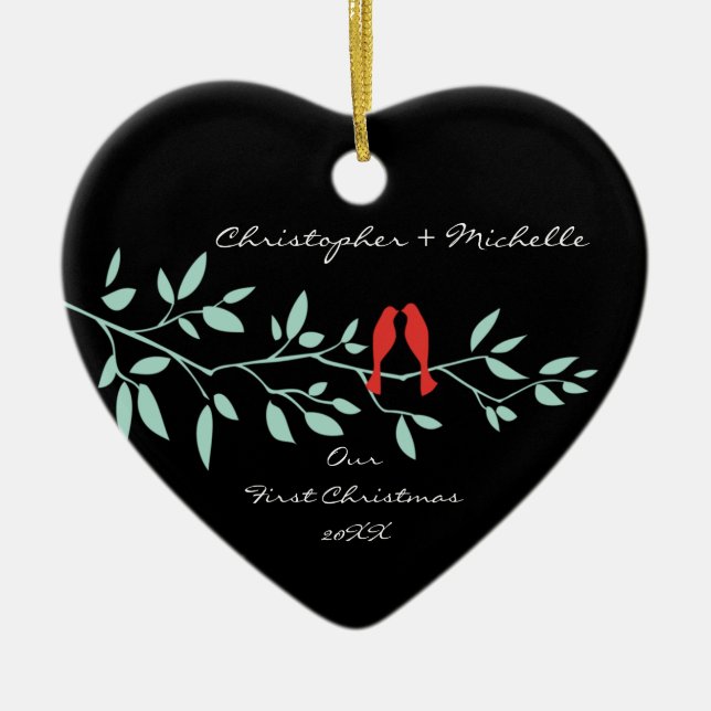 Pájaros del amor nuestro primer ornamento del (Frente)