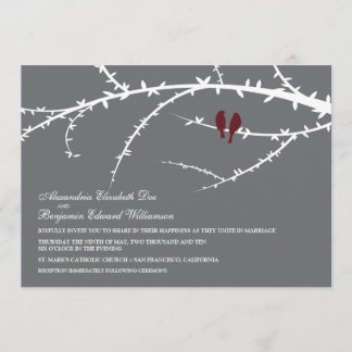 Pájaros del amor que casan la invitación