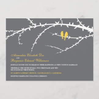 Pájaros del amor que casan la invitación