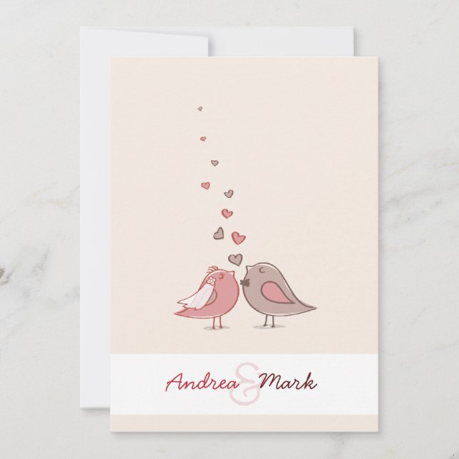 Pájaros del amor que casan la invitación (Anverso)