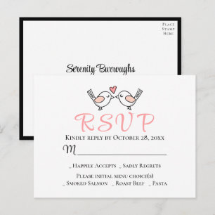 Pájaros del Amor Tarjeta de Respuesta Bodas Rosa y