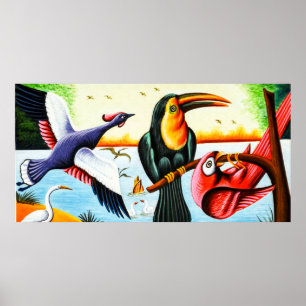 Pájaros del arte del carrito