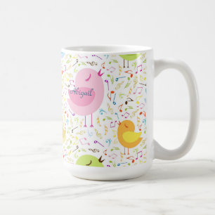 Pájaros del canto con la taza personalizada de las