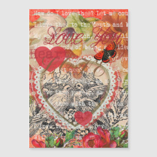 Pájaros del Corazón Arte Collage Rojo Amor