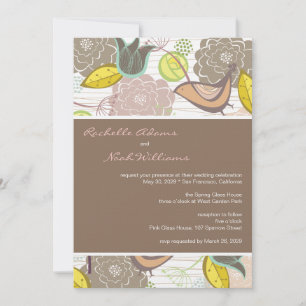Pájaros dulces Invitación a la boda en el jardín f