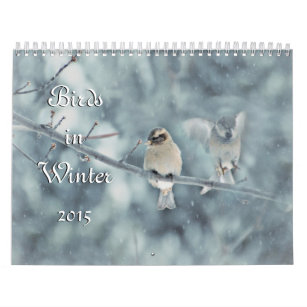Pájaros en calendario del invierno 2015