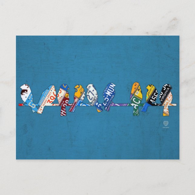 Pájaros en una tarjeta postal de arte con licencia (Anverso)