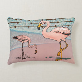Pájaros Flamingo Rosados en la almohada acento de