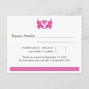 Pájaros fucsias RSVP del amor de Papel Picado