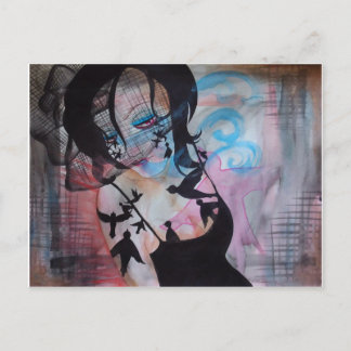 Pájaros góticos Velo de jaula Postal de arte surre