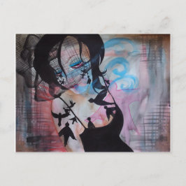 Pájaros góticos Velo de jaula Postal de arte surre