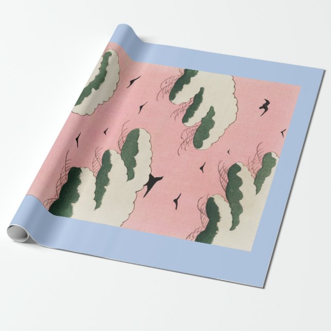 PÁJAROS JAPONESES Y NUBES DE HOKUSAI Papel envuelt (Desenrollado)
