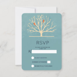 Pájaros Naranjas Modernos en un Árbol Grande RSVP