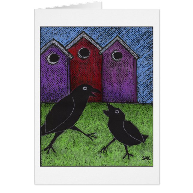 Pájaros negros jugando (Frente)