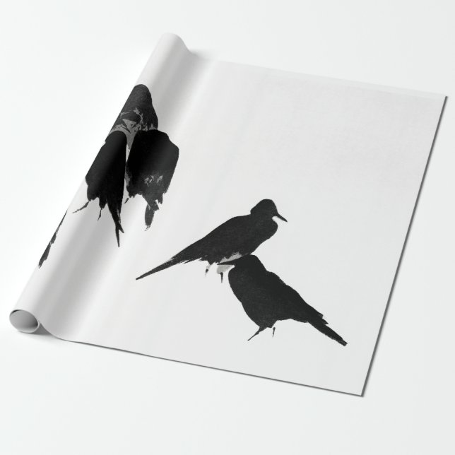PÁJAROS NEGROS PAPEL DE LAVADURA DE TINTA JAPONESA (Desenrollado)