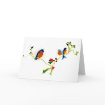 Pájaros pacíficos en una tarjeta de nota de la