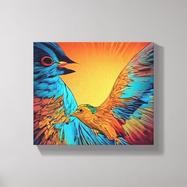 Pájaros Pinturas de tela en pared de arte (Anverso)